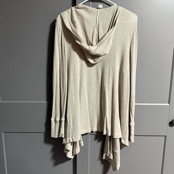 Chico's Zenergy Long Sleeve Open Front Hooded Waffle Knit Cardigan Off White Med - Picture 4 of 7